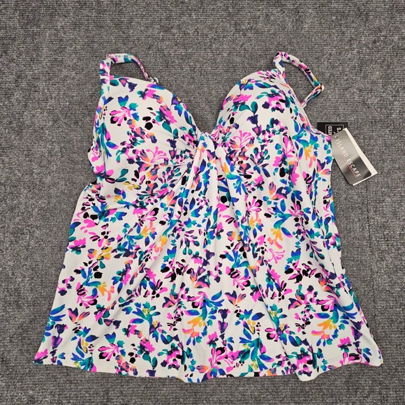 Island Escape Other - Island Escape Womens Tankini Top Floral Underwire Swimwear White Multi Size 10